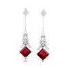 18kt Solid Gold Cute Lab Grown Ruby Gemstone & Real Diamond Dangle Drop Earring for Wedding Party & Gift Direct Factory Supplier