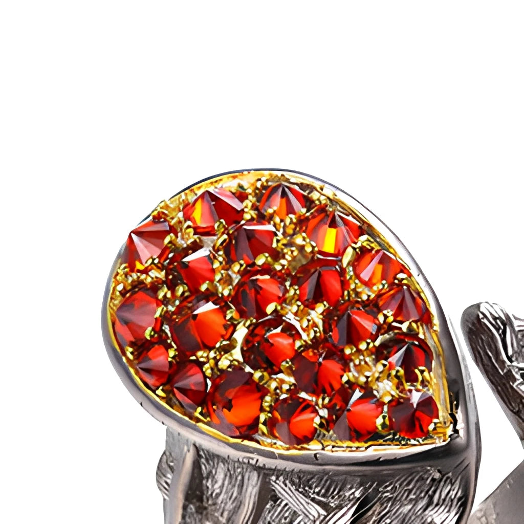 Quality Exporter PERFECT Natural Red Zircon Silver Ring Wholesale Jewelry Gold Plated 925 Sterling Silver Ring