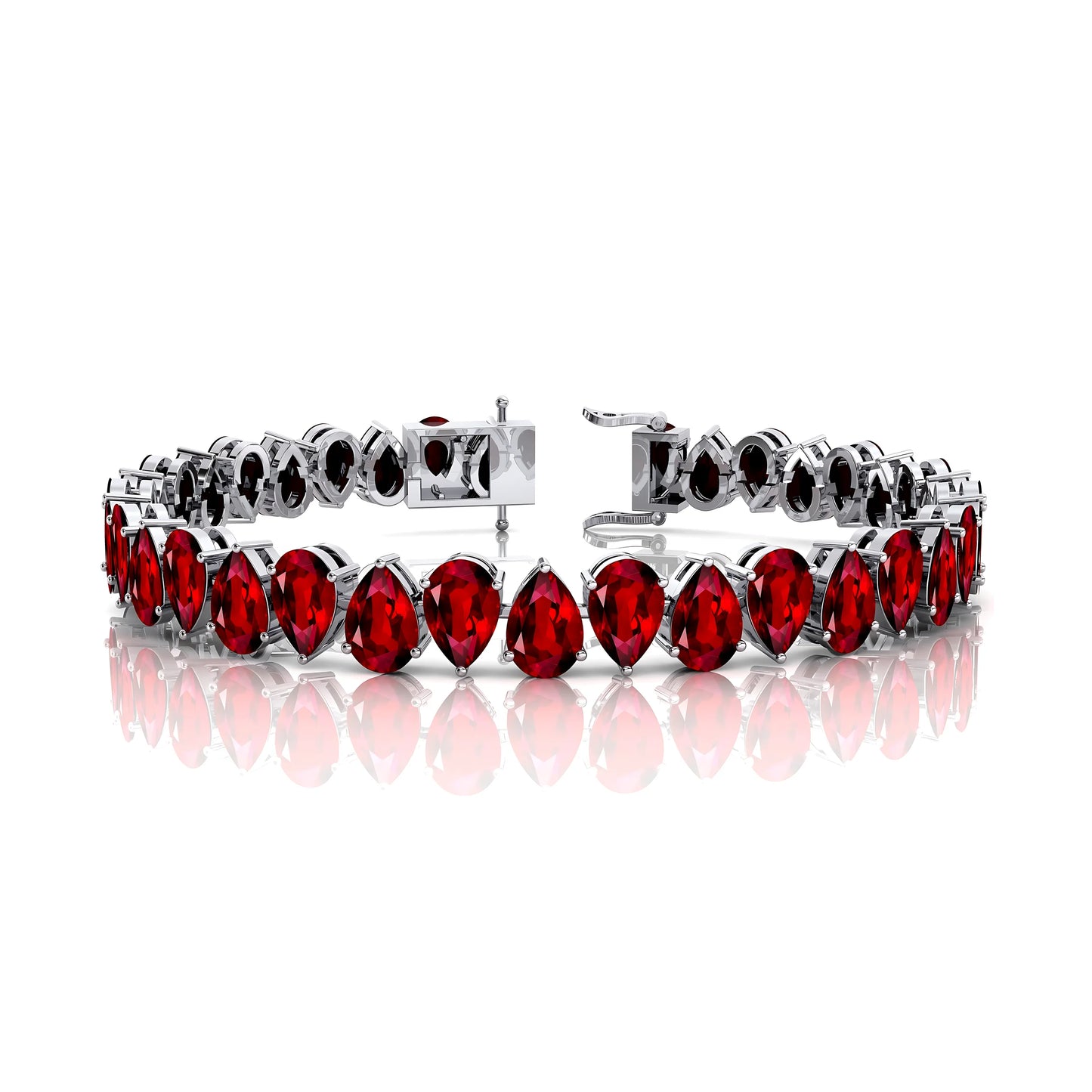14K Gold 6*4 Pear Cut Ruby Precious Gemstone Tennis Bracelet Handmade Engagement Wedding Gift Geometric Luxury Tennis Bracelets