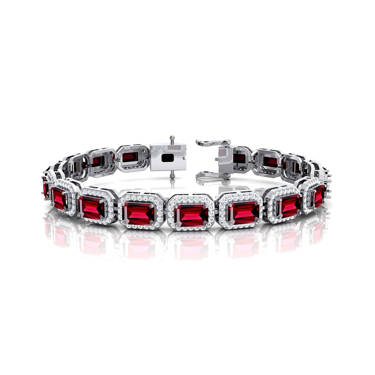 Premium Quality Trendy Luxury 14k Solid Gold Garnet Gemstone & Real Diamonds Tennis Bracelets for Men and Women Fine jewelry