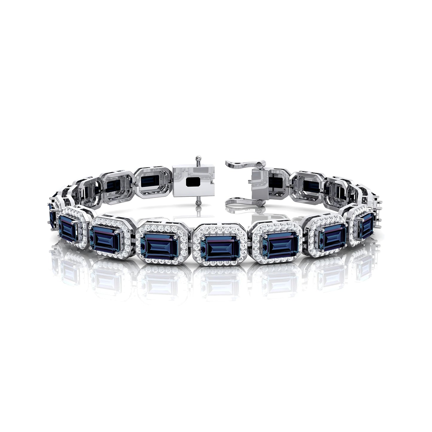 14k Gold 7inch Lab Grown Alexandrite & Diamond Tennis Chain Bracelet Trending Ready To Ship Prong Sett Diamond Tennis Bracelets
