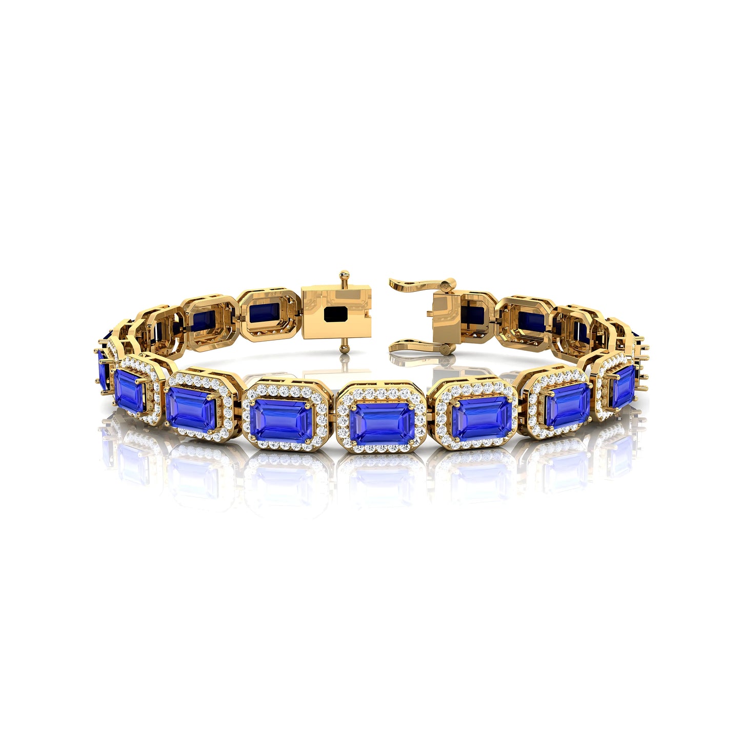 Handmade Natural Tanzanite & diamond Tennis Bracelet Elegant Design 14K Pure Gold Fine Jewelry Tennis Bracelet Anniversary Gift