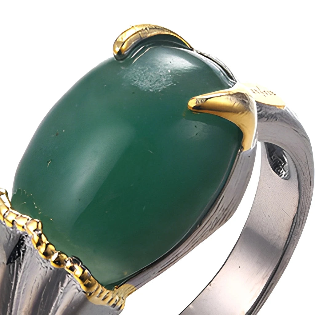 PERFECT Wholesale Designs 925 Sterling Silver Gold Plated Jade Handmade Ring