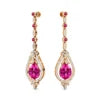 Solid Gold Luxurious Design Pear Cut Lab Grown Pink Sapphire Gemstone Cute Wedding OEM Birthstone Dangle Drop Earring