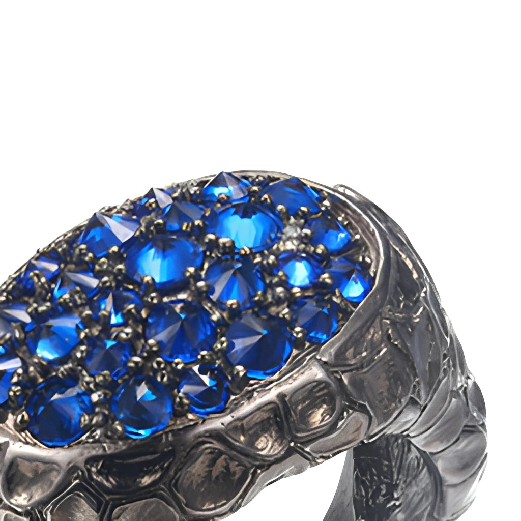 European American Fashion Vintage 925 Sterling Silver Blue Spinel Ring Custom