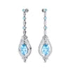 Solid Gold Women's Dangle Drop Earrings Natural Aquamarine Real White Diamond Wedding Engagement Party Gift Bulk ODM Rhodium