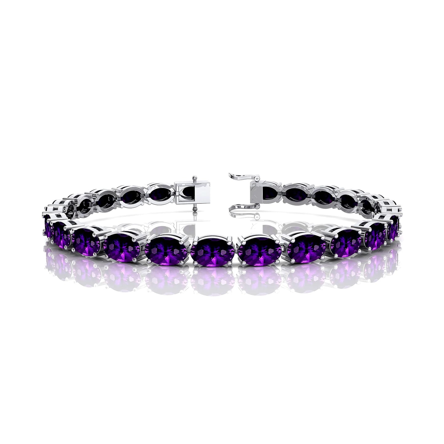 High Quality Oval Shape Purple Amethyst Tennis Bracelet for Women Light Weight Luxury Design Natural Gemstone Tennis Bracelets