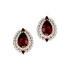 Natural 18k Solid Gold & Real Diamond Halo Solitaire Stud Earrings with Garnet Gemstone Cute Party Jewelry for Women Bulk Price