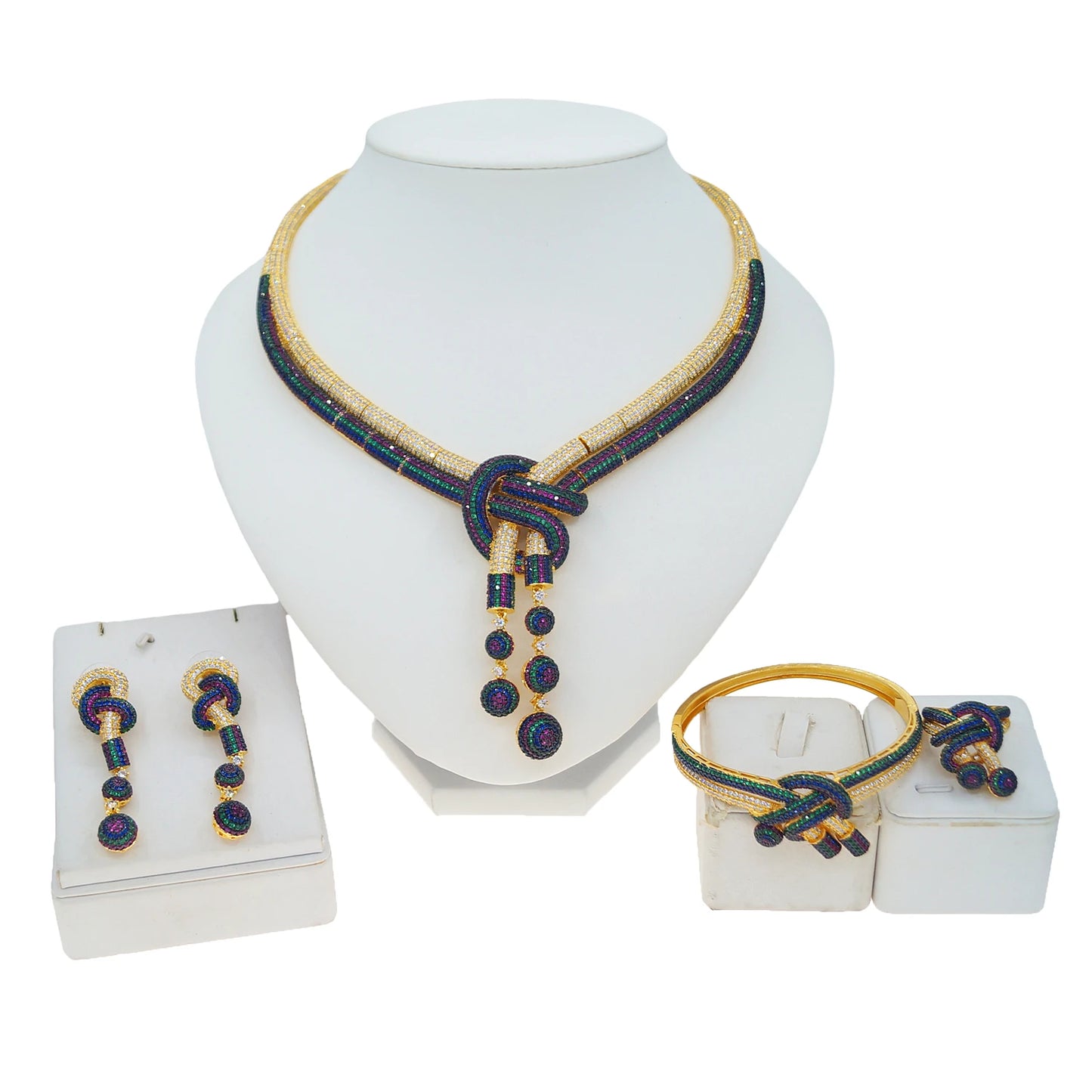 Zhuerrui New Design Sense Jewelry Set American High-end Diamond Series Ladies Classic Inheritance Wedding Four SetsHZ24019236