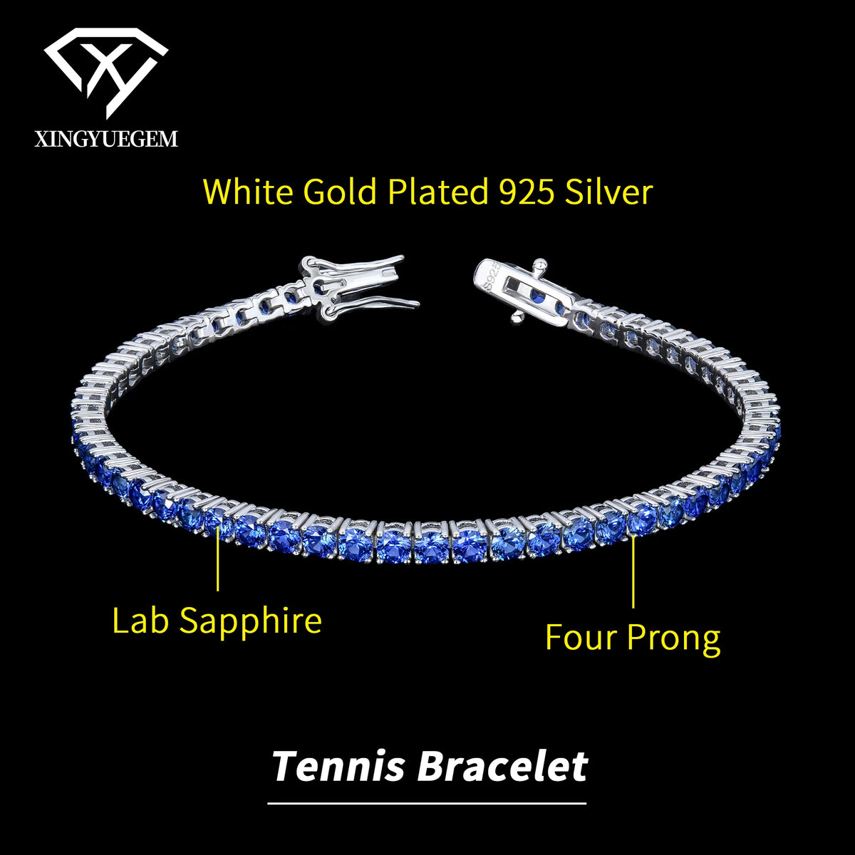 S&S High Quality Lab Created Gemstones Jewelry 925 Sterling Silver Round Cut Zambian Emerald Sapphire Tennis Bracelets for Women Men