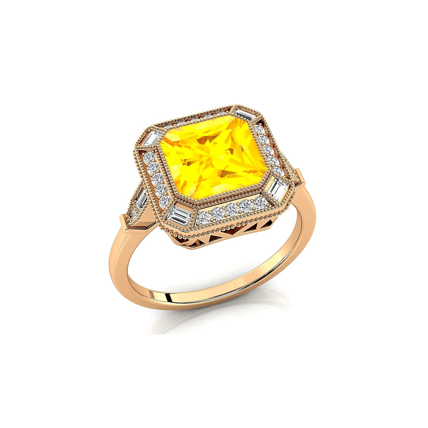 Lab Grown Yellow Sapphire Gemstone Diamonds Wedding Engagement Rings Fine Jewelry 14k 18kt Solid Gold Gemstone & Diamond Rings