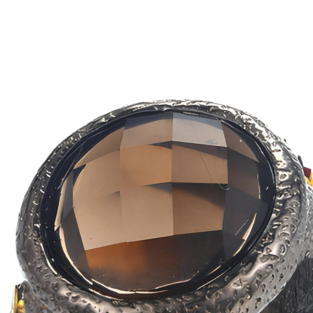 Handmade Mexican Natural Smoky Quartz 925 Sterling Silver Ring With Garnet