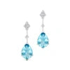 Pear Shaped Natural Aquamarine Gemstone With Real Diamonds Cute Designer Stud Earrings Solid 18k Gold Rhodium Plated Jewelry