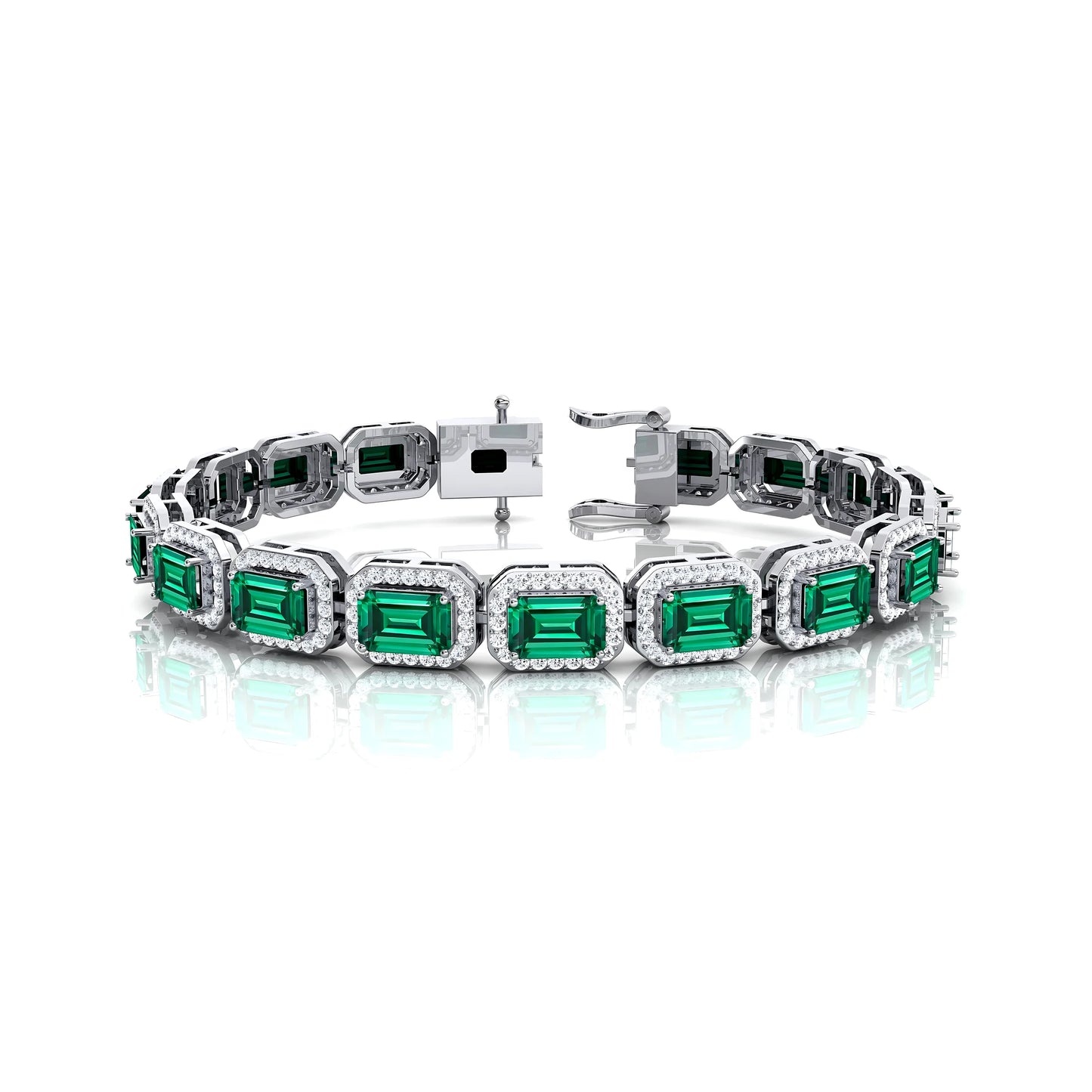 Natural Emerald Gemstone & Real Diamond Studded Luxury Handmade Tennis Bracelet 14k Pure Gold Prong Set Emerald Tennis Bracelets