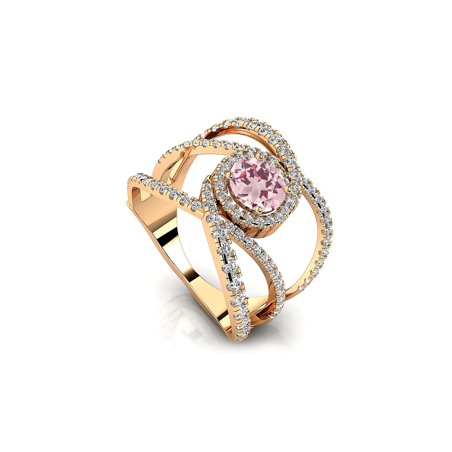 Natural Morganite Gemstone Real Diamond Cluster Rings 18k Solid Rose White Yellow Gold Solitaire Halo Fine Jewelry Gift For Wife