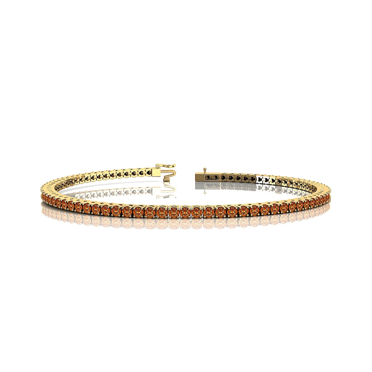 Handmade Natural Citrine Gemstone Tennis Bracelet 14K Pure Gold Fine Jewelry Ready to Ship Customizable Size Gift Option