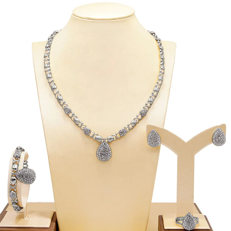 Zhuerrui XOXO New Design American Hot Sale High Quality X Water Drop 18 K Gold Plated Jewelry Set HM20080814