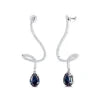 Spiral Diamonds Long Dangling Drop Earrings 18K Solid Gold Pear Cut Lab Grown Alexandrite Gemstone Wedding Earrings Gift For Her