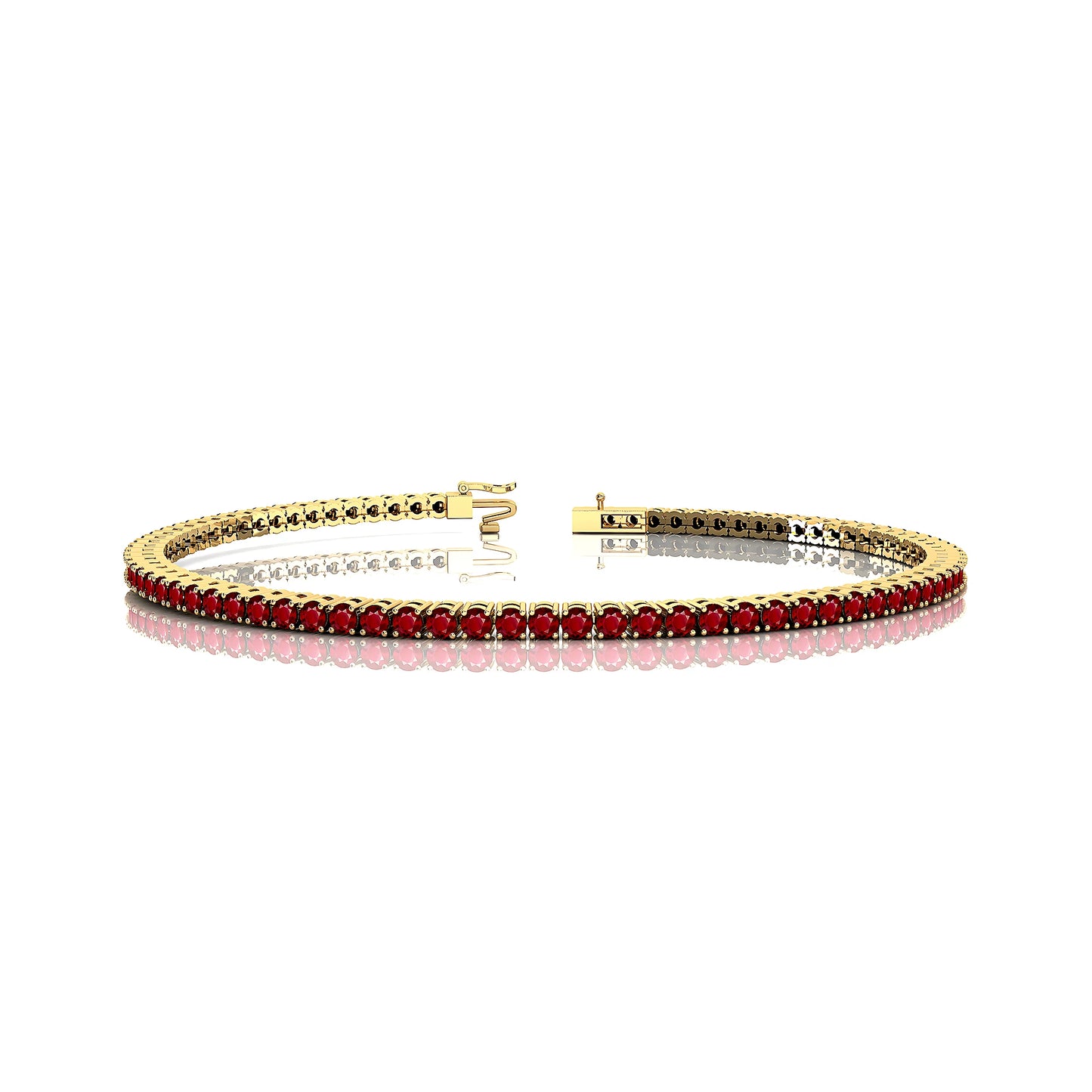 14K 18K Gold Natural Ruby 2mm Classic Tennis Bracelet Infinity Design Single Liner Stacking Jewelry Women's Wedding Gift