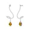 Lab Yellow Sapphire and Real Diamonds Dangling Drop Earrings OEM Vintage Style Cut Solid Gold Fine Jewelry Bridal Party Gift
