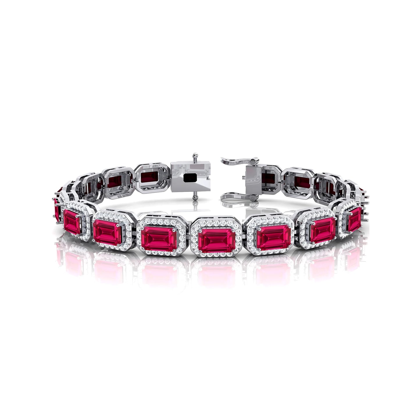 High Quality 14K Gold Natural Diamond & Pink Sapphire Tennis Bracelet Valentine's Gifts OEM/ODM Beautiful Fine Jewelry Bracelets