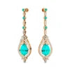 High Quality 18k Solid Gold Handmade Lab Grown Paraiba Tourmaline Real Diamonds Fashionable Dangle Drop Earrings Wedding Party