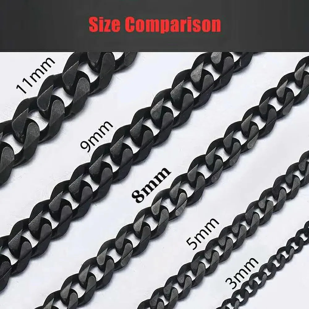 REBEL BMYF007-Ya Stainless Steel Six-Side Chain Black Color Men Women Bracelet Jewelry Couple's Gift