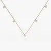 14k Gold Multi Natural Dangling Diamond Solitaire Necklace High-end Collection Engagement Wedding Wear 0.39ct Brilliant Cut