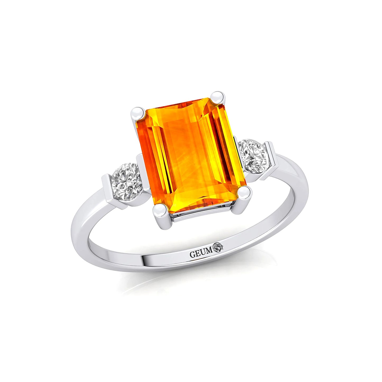 7X9 Emerald Cut Natural Citrine Gemstone 18K Gold Vintage Women's Wedding Ring IGI Certified Engagement Ring OEM Jewelry