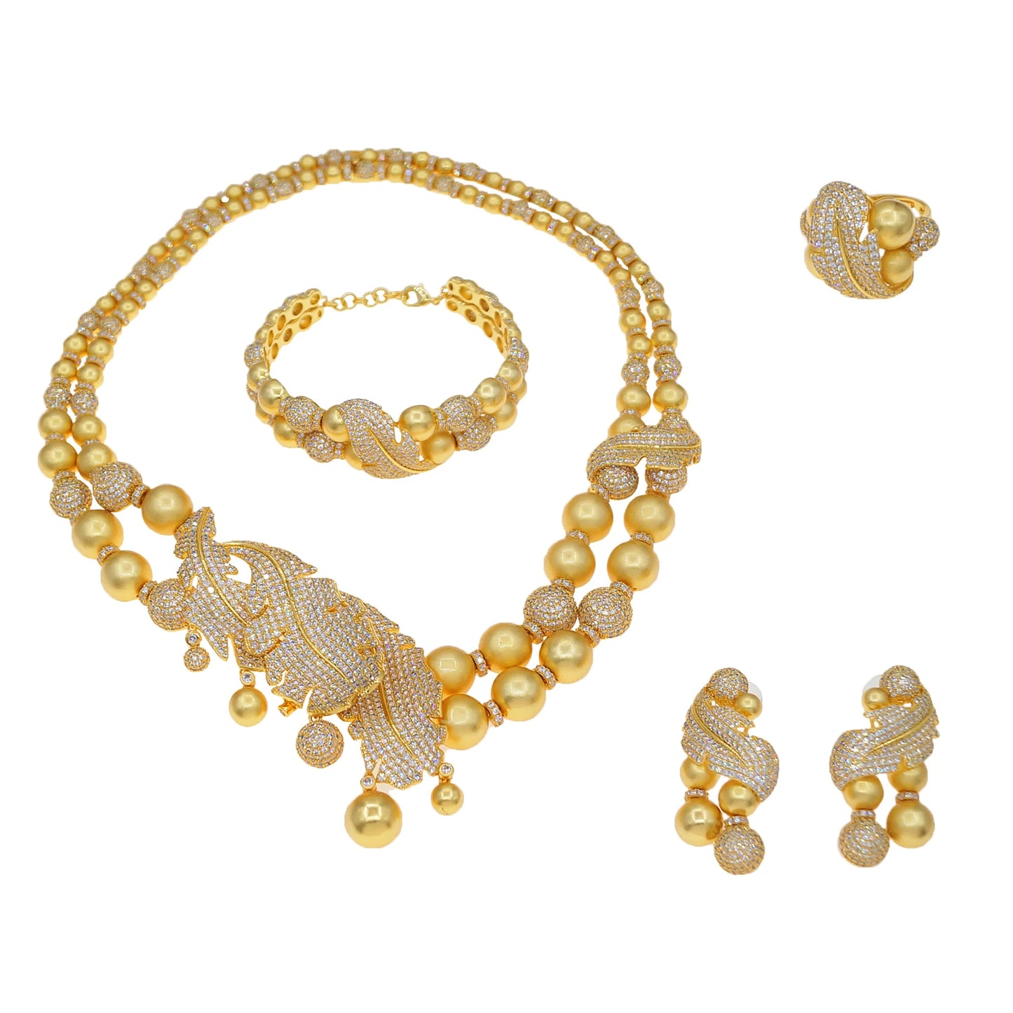 Zhuerrui New Design Sense Jewelry Set American High-end Diamond Series Ladies Classic Inheritance Wedding Four SetsHZ24020228