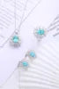 Gemfiori Zhanhao Jewelry Paraiba Jewelry Set Paraiba Lab Grown 925 Silver Ring Necklace Earring Oval Cut Eye Clean Gift Custom