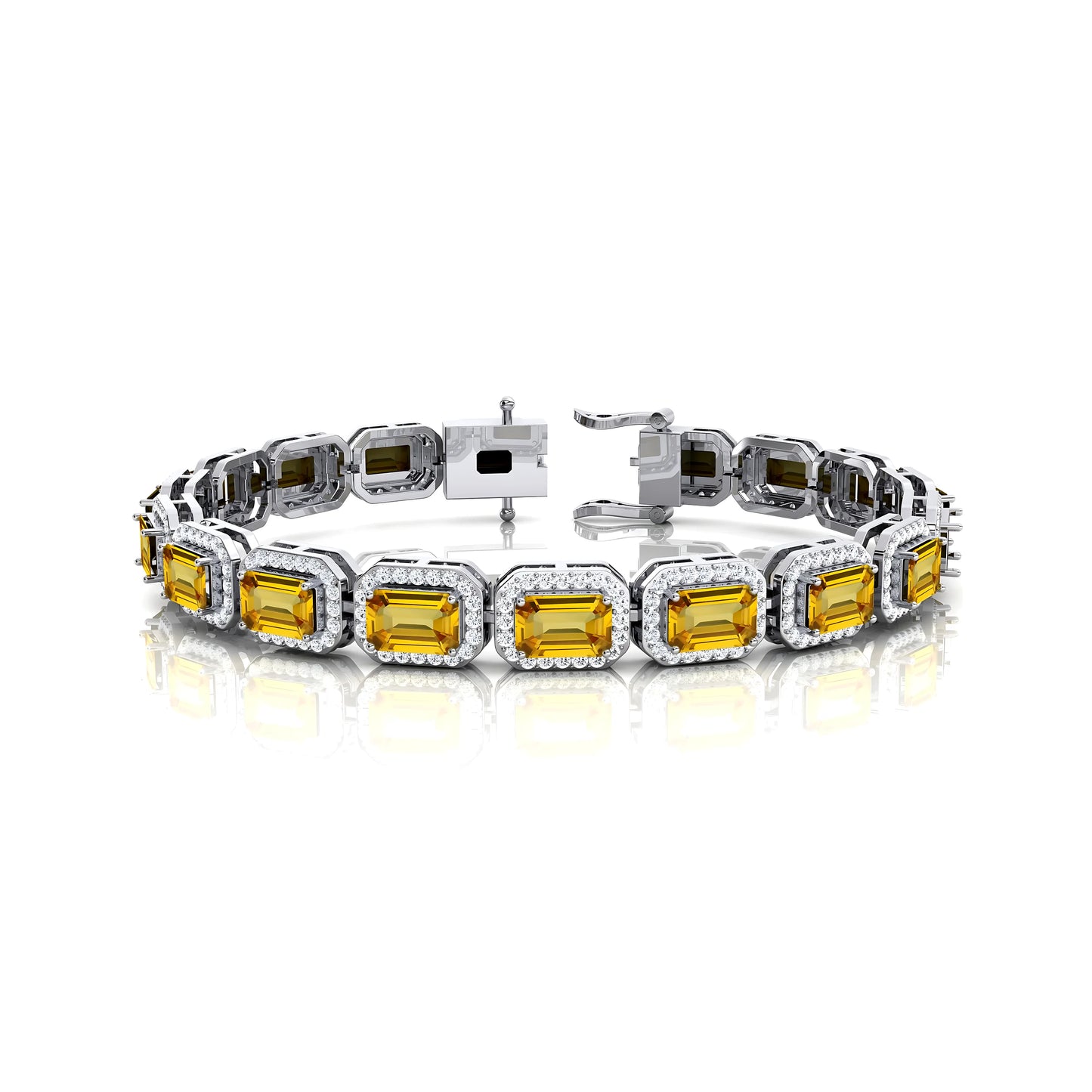 Handcrafted 14K Solid Gold Tennis Bracelet High Quality Fine Jewelry Yellow Sapphire & Diamond Tennis Bracelet Valentine's Gift