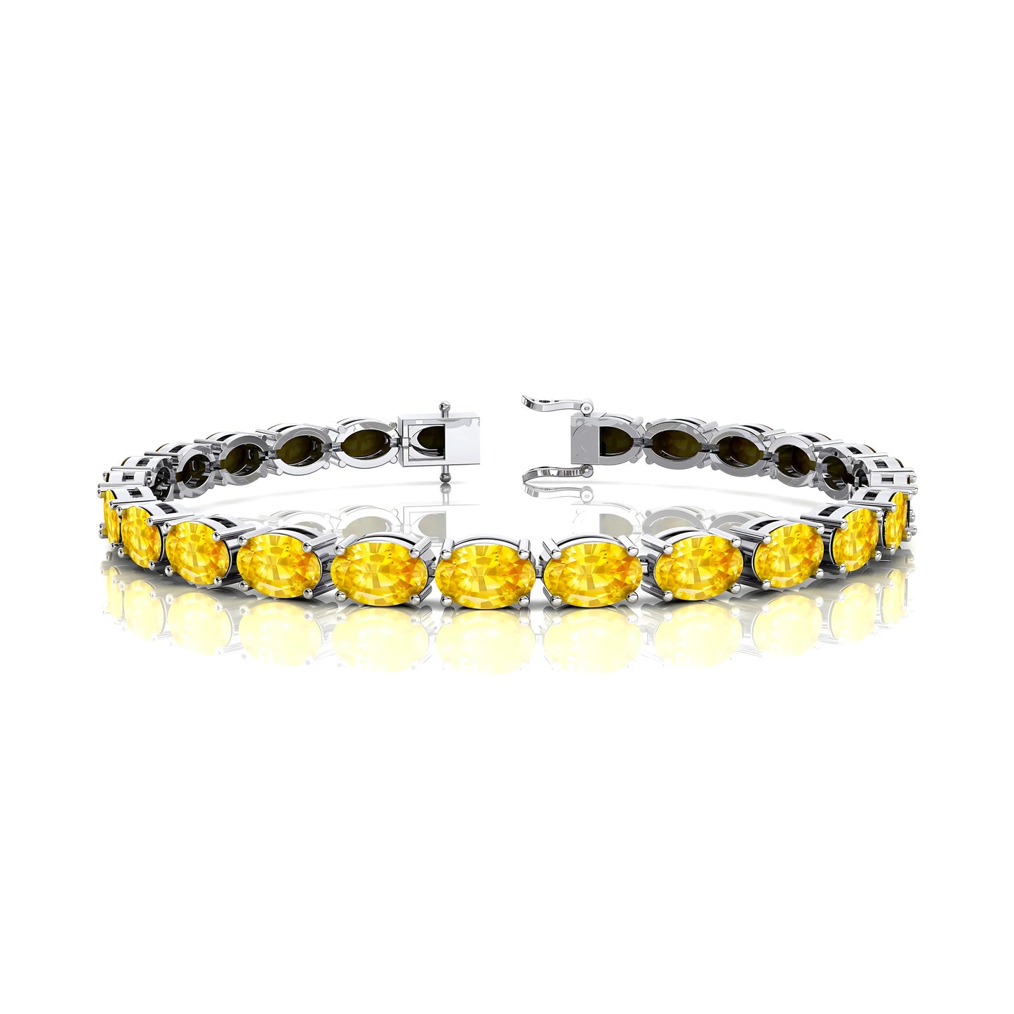 Hot Selling Trending Design Women's Tennis Bracelet Geometric Oval Shape Sparkling Yellow Sapphire Iced Out Tennis Bracelets RTS