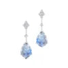 High Quality Natural Rainbow Moonstone Gemstone Real Diamonds Stud Earrings 18k Solid Gold Rhodium Plated Cute Fine Birthstone