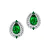 Lab Grown Emerald Gemstone Teardrop Halo Stud Earrings Solid 18kt Yellow Rose White Gold Rhodium Cute Design Gift For Her