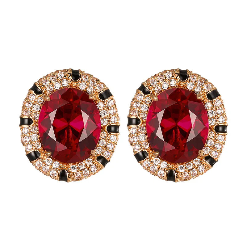 REDheart Trendy Zircon Simulation Brass Inlay Flower Pattern Women's Anniversary Engagement Wedding Party Gift Necklace Set
