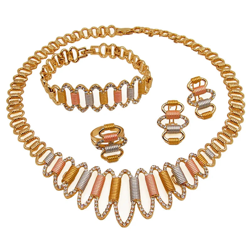 Zhuerrui Italy Designer Jewelry Sets 24K Gold Plated Dubai Valentine's Gift Wedding Pedant and Earrings Jewels SetsHD20073314