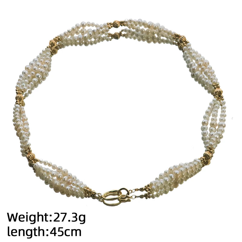 GLSEEVO Natural Freshwater Pearl Dainty Bridal Necklace & Bracelet Set — Wedding & Bridesmaid Gift | White