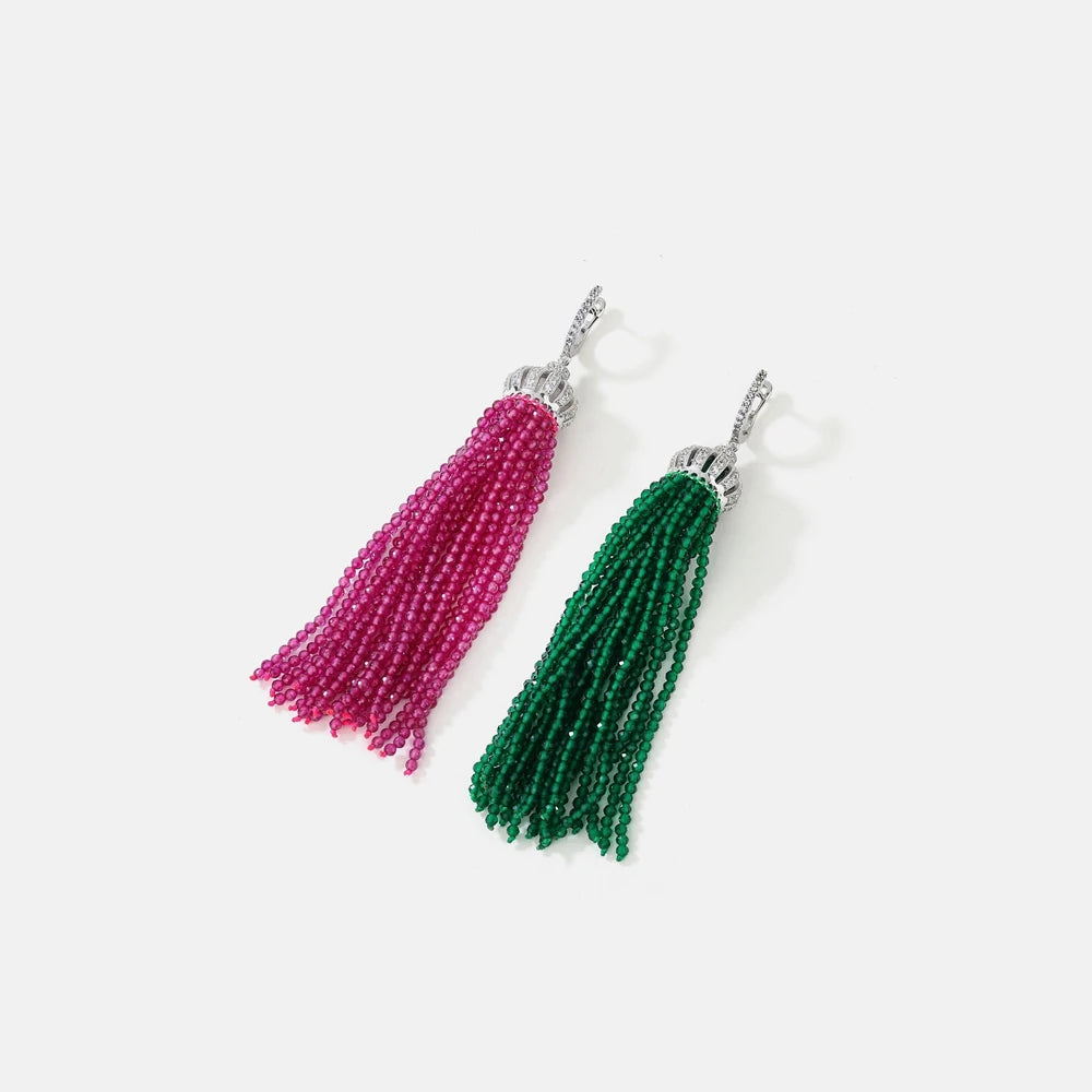 MUSHAN Jewelry Factory S925 Sterling Silver Earrings Tassel Earrings Women Ab Style Earrings Niche and High End Accessory