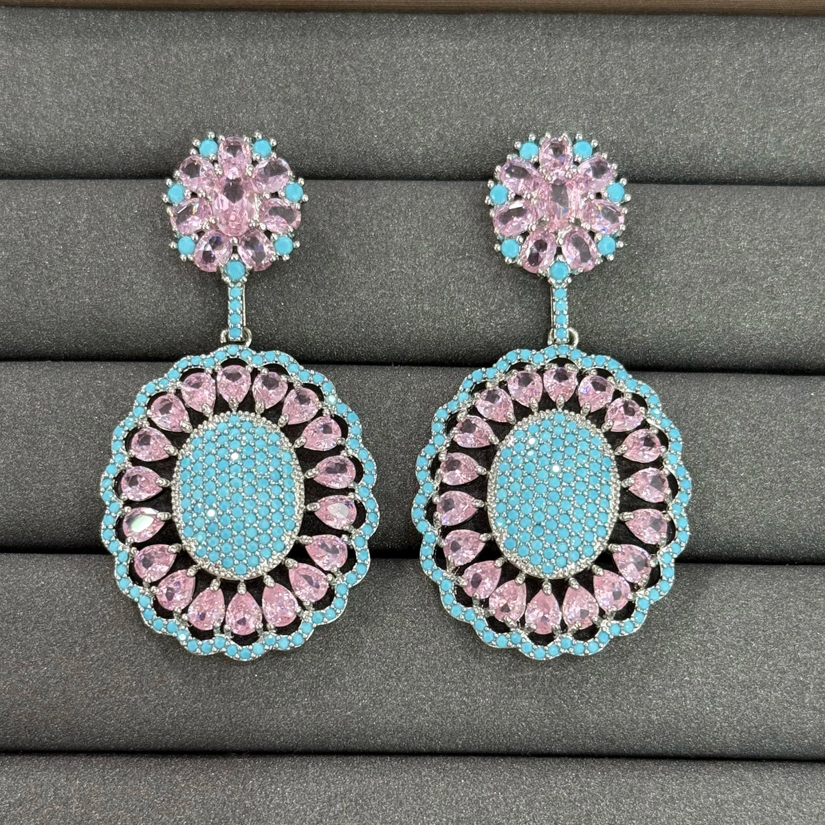 XOTICA TIANSHE French Bride Gets Married, Jewelry Girl Blue Turquoise Zircon Crystal 3pcs Set Mom's Birthday Gift