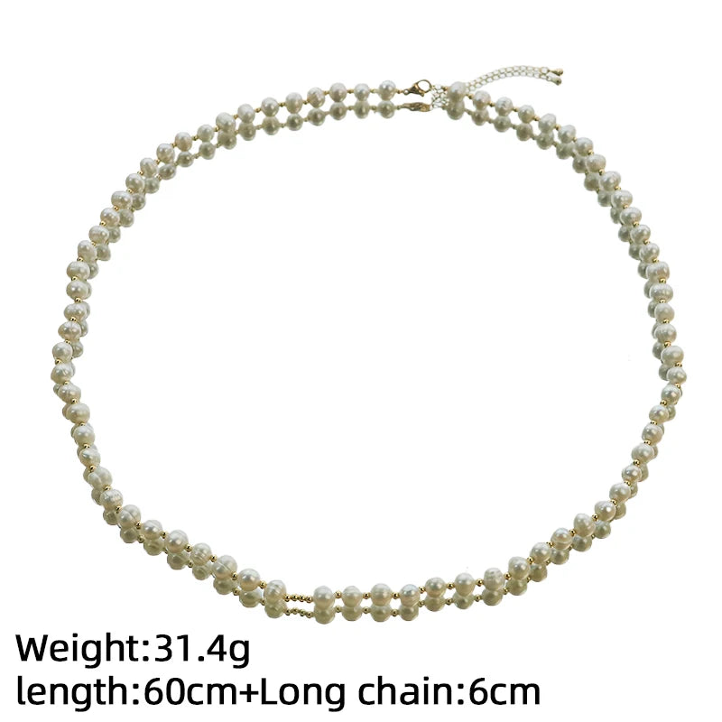 Natural Freshwater Pearl Copper Necklace for Women Daily Banquet Wedding Dainty Bridal Necklace Korean Style Fashion Jewelry