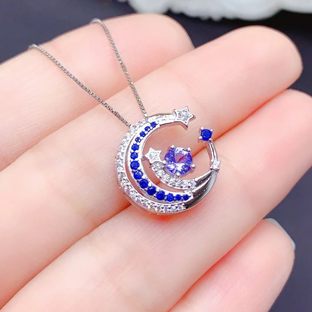 Gioiellieri Hot Popular 925 Sterling Silver Luxury Bohemian Bridal Wedding Natural Tanzanite Necklace Gold Plated Party Gift Jewelry