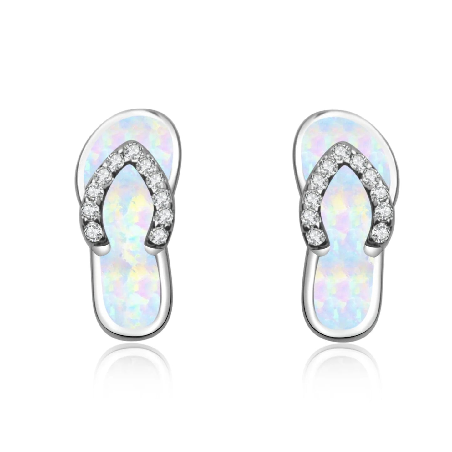 Jewelry for Women Bohemian Plant Floral Cluster Silver Plated Opal Slippers Stud Earrings