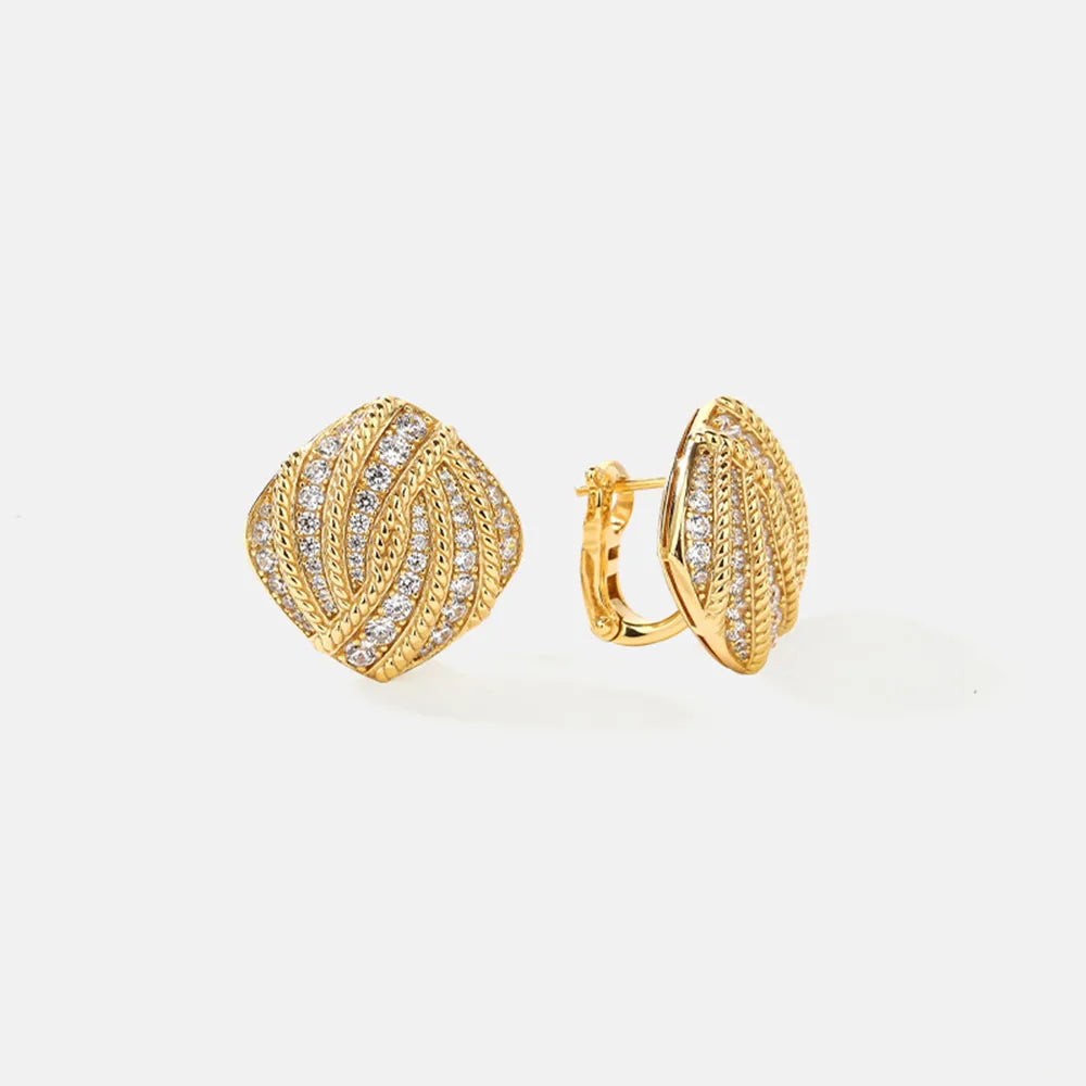 MUSHAN Jewelry Factory S925 Sterling Silver Stud Earrings Electroplated Gold High Carbon Diamond Cross-Border Jewelry Exquisite