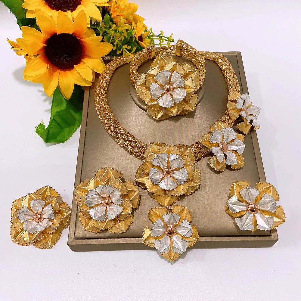 Zhuerrui High Quality Brazilian Gold Jewelry Set Necklace Bracelet Chain Jewelry Set Italian Gold Plated Jewelry Sets HS2500225