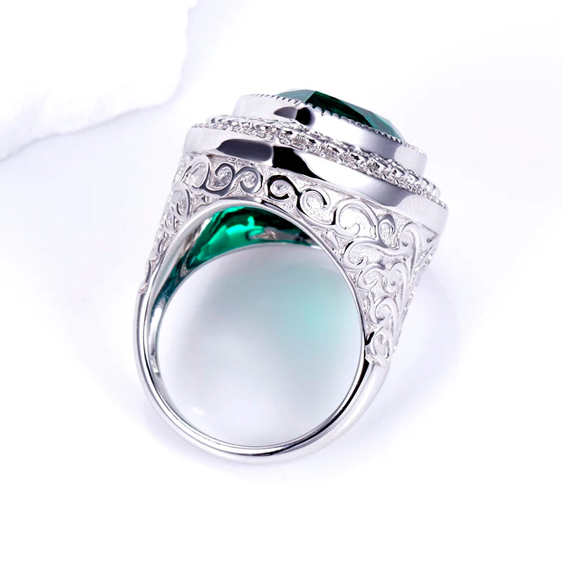 Gemfiori MSR-1508 18K Gold 16x14mm Pear Lab Emerald Luxury Engagement Ring Lab Grown Diamond Ring