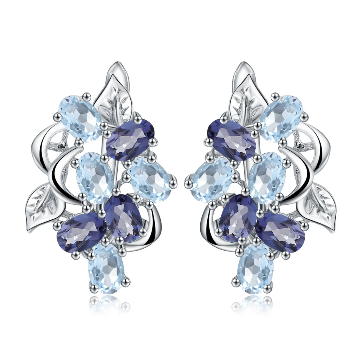 ArtistA A025 Abiding Elegant Custom 925 Silver Natural London Blue Topaz Wedding Earring Necklace Ring Jewelry Set Women Girls