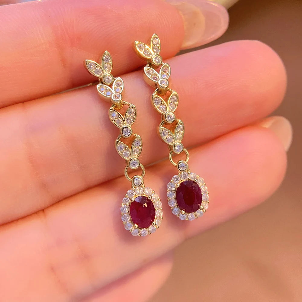 Gioiellieri Dainty Natural Ruby Drop Earrings 925 Silver Luxury Minimalist Claw Setting Yashiman Women's Third Party Appraisal