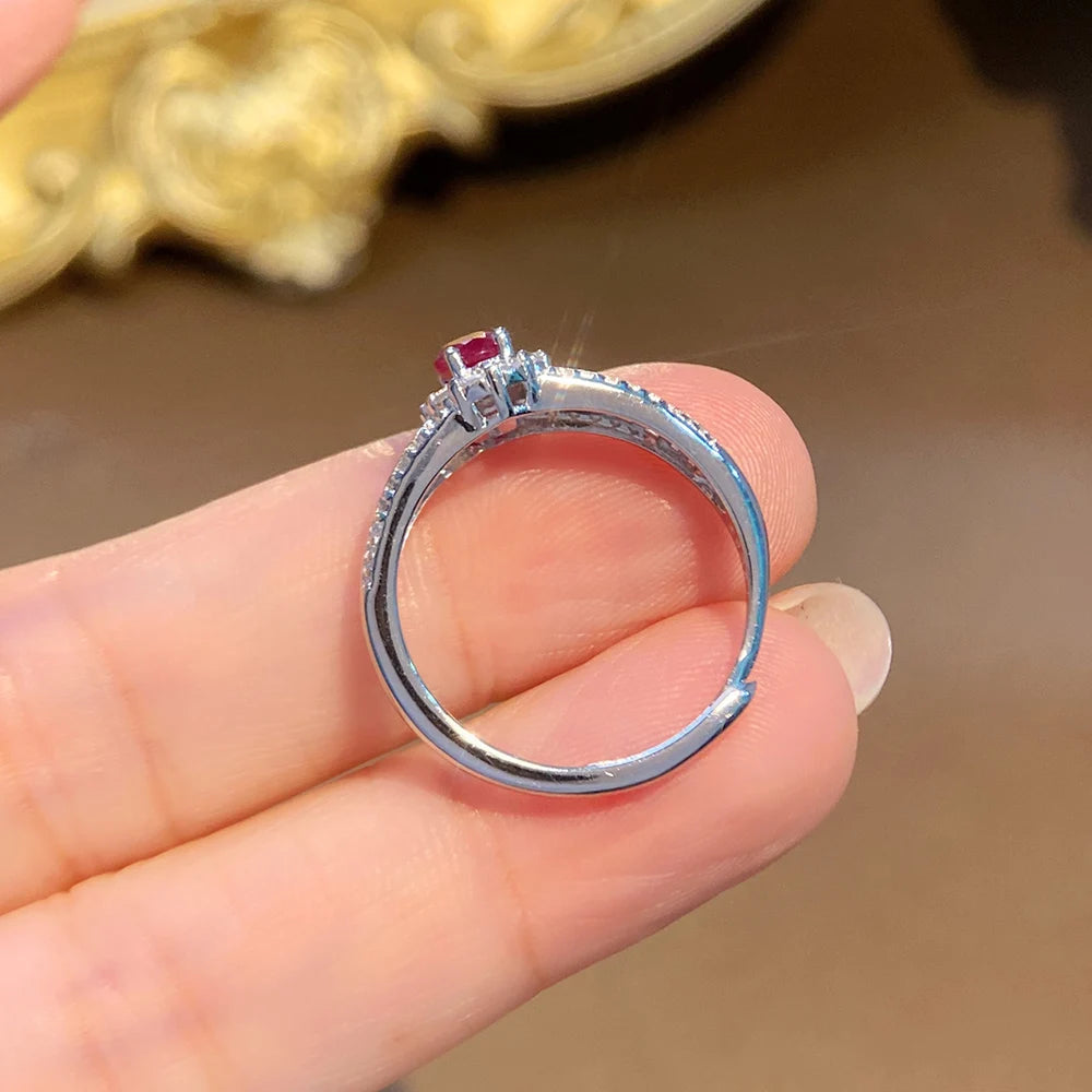 Gioiellieri Natural Ruby 925 Sterling Silver Ring Fashion Jewelry for Women Low Price Vintage Style Daily Party Gemstone Finger Gift