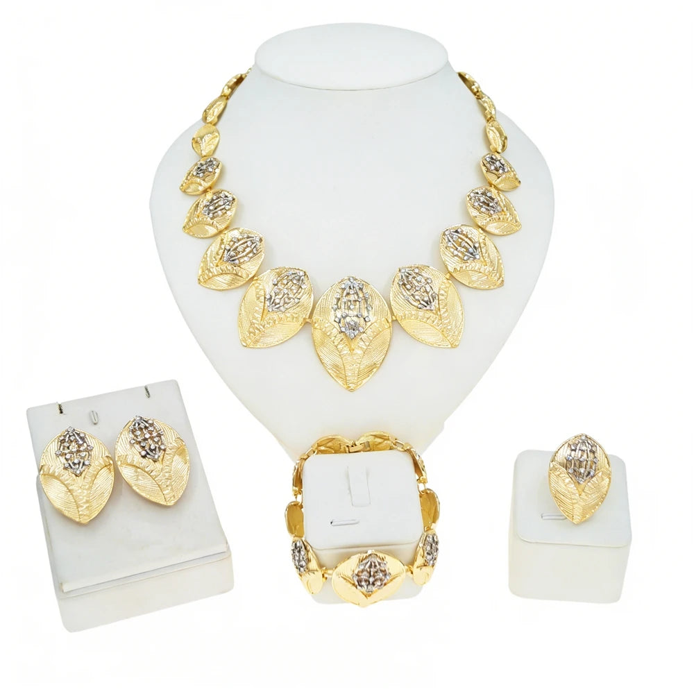 Italian Jewelry Set Alloy Brazilian Jewelry Sets Wedding Party Pendant Spiral Necklace Bracelet Ring Earrings Jewelry Set I0113